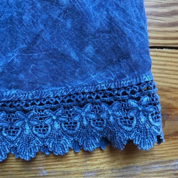 Altar’d State Blue Cotton Cold Shoulder Lace Top, EUC, M - Picture 4 of 10